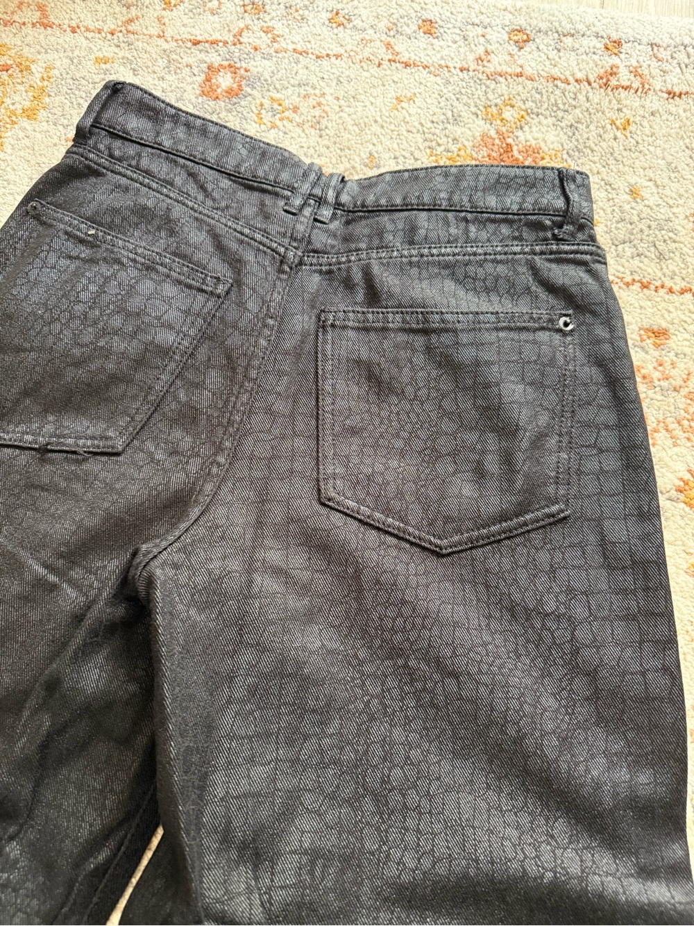 H&M Women's Straight Leg Jeans in Black Snake-Print